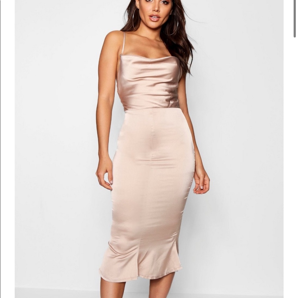 Pink Satin Midi Dress - Picture 4 of 4